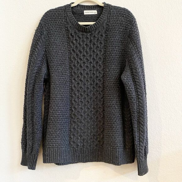 Mutual Weave Sweater Mens Large Dark Gray Heather Cotton Wool Blend‎ - Picture 5 of 10